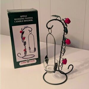 Black Cast Iron Decorative Tea Light Candleholder Stand. Apples. Votive Candle
